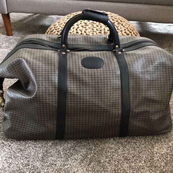 RAREST GHURKA MARLEY HODGSON STONE GREY DERBY PLAID DUFFLE TRAVEL BAG - Picture 6 of 11